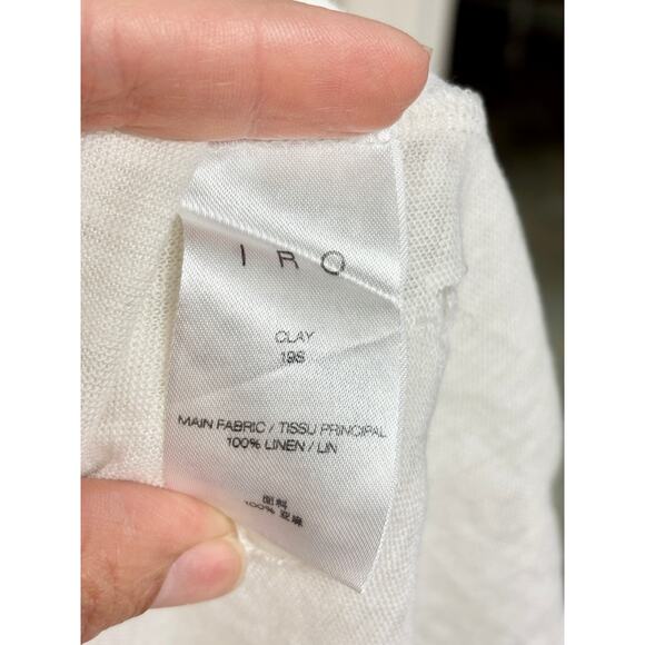 IRO Paris Clay 100% Linen Short Sleeve Distressed Tee White Women's Size S - Picture 5 of 5